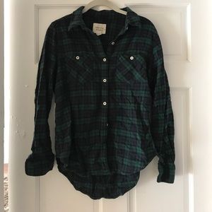 Dark blue, black and green flannel.
